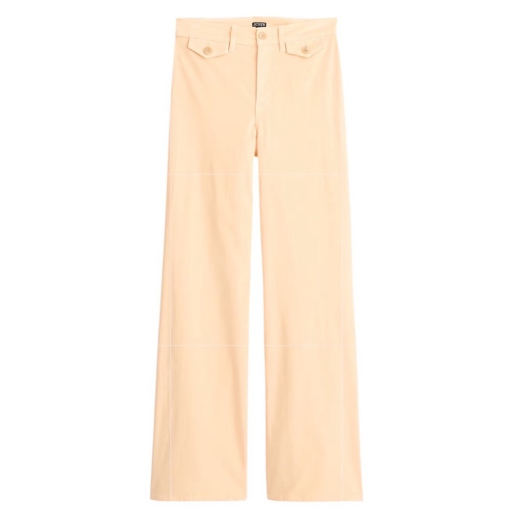 New J. Crew Wide-leg trouser in washed velvet Peche Claire Pastel Peach Size 31‎
